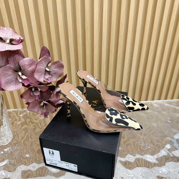 Alaila Mule 100mm In Light Yellow Lambskin With Horse Hair 957211