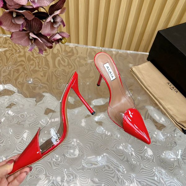 Alaila Mule 100mm In Red Lambskin 957216