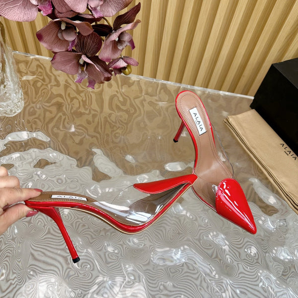 Alaila Mule 100mm In Red Lambskin 957216