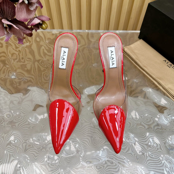 Alaila Mule 100mm In Red Lambskin 957216