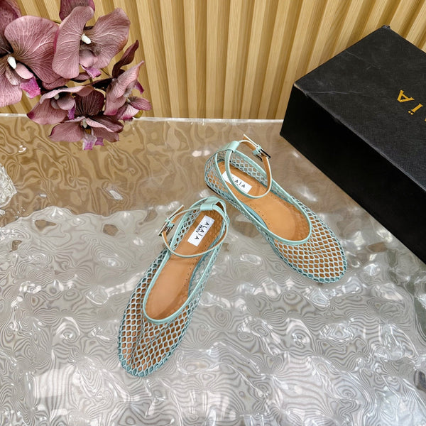 Alaila Mary Jane In Jade Green Mesh Fabric 103016