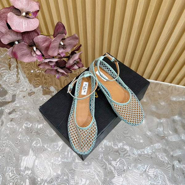 Alaila Mary Jane In Jade Green Mesh Fabric 103016