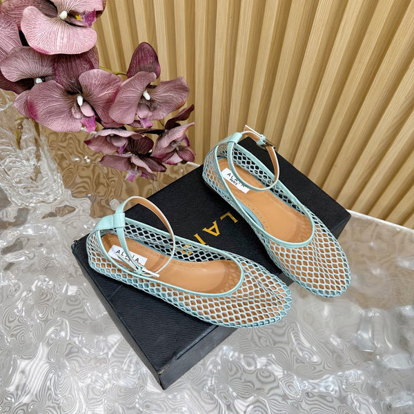 Alaila Mary Jane In Jade Green Mesh Fabric 103016