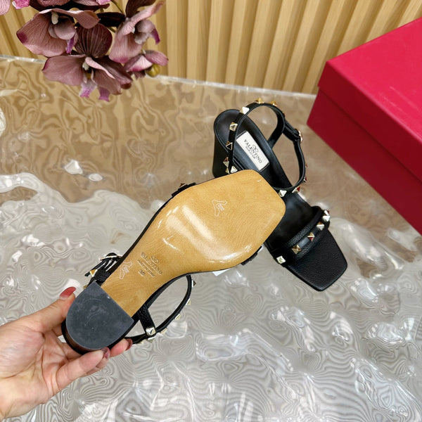 High Sandal 86mm In Black Cowhide 102070