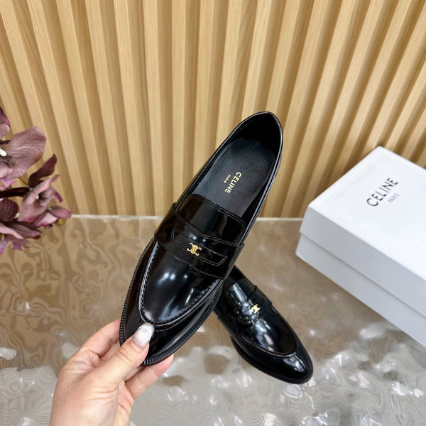 CELINE Loafers Black Leather 285917