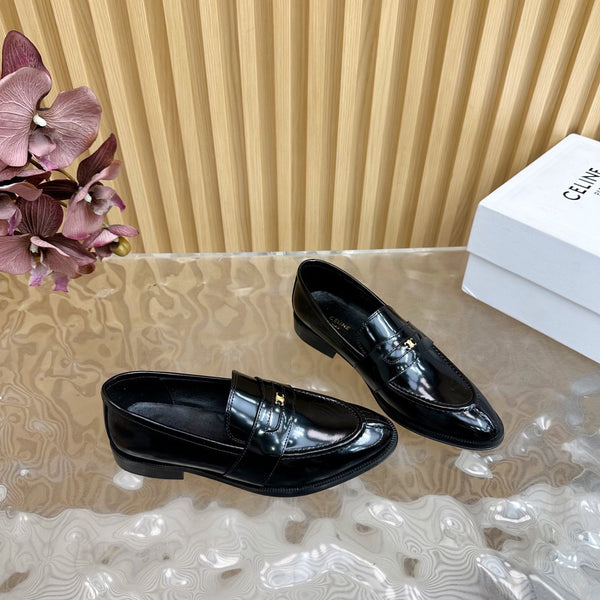 CELINE Loafers Black Leather 285917
