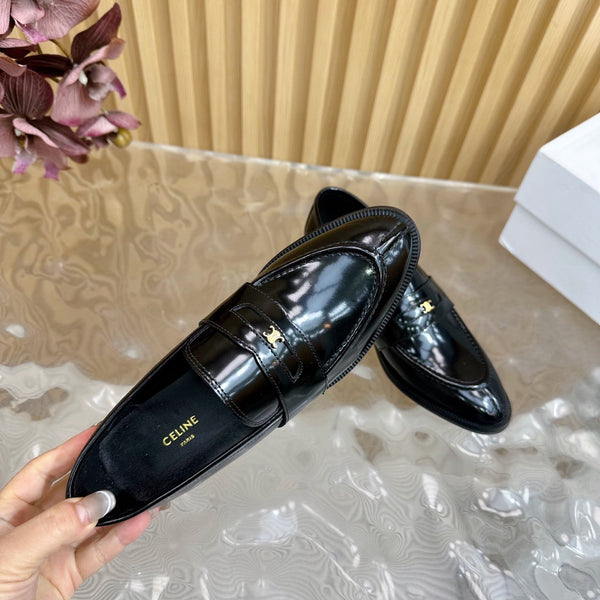 CELINE Loafers Black Leather 285917