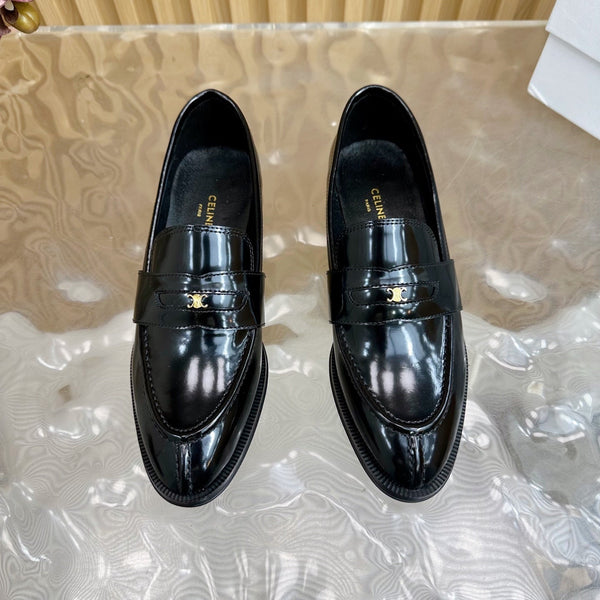 CELINE Loafers Black Leather 285917