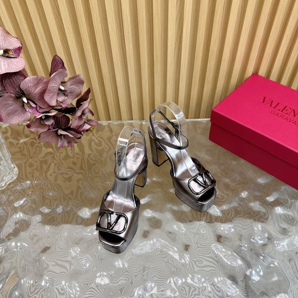 VT High Heels Sandals 110mm Gray Calfskin 286481