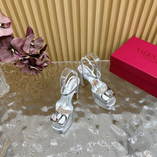 VT High Heels Sandals 110mm Silver Calfskin 286483