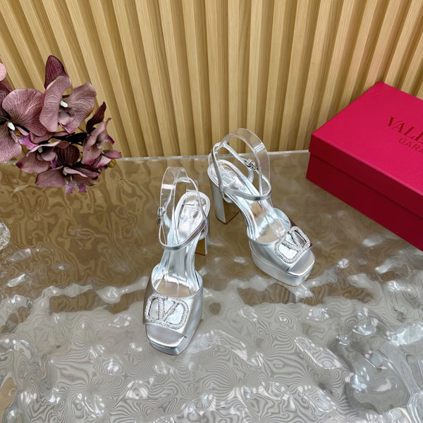VT High Heels Sandals 110mm Silver Calfskin 286484