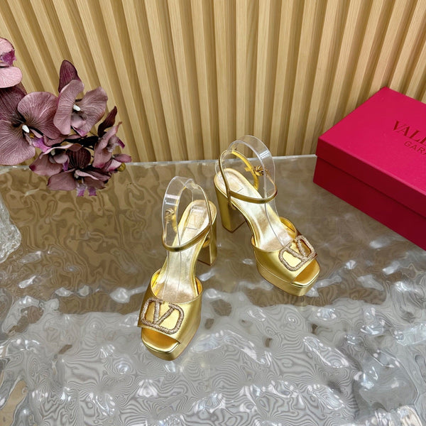 VT High Heels Sandals 110mm Gold Calfskin 286485