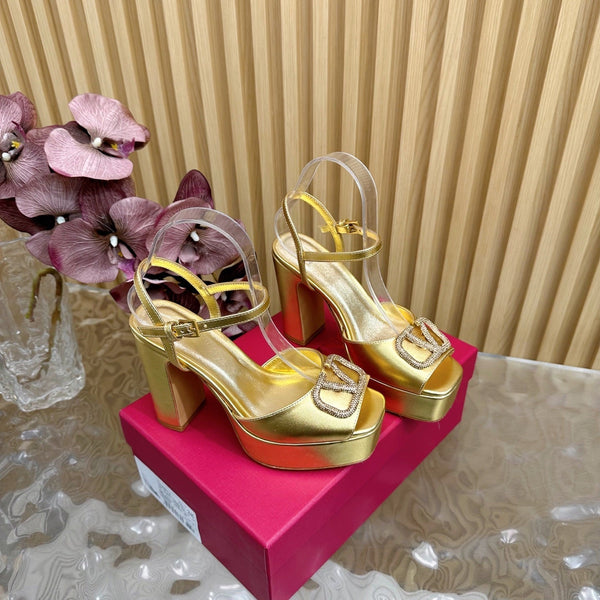 VT High Heels Sandals 110mm Gold Calfskin 286485