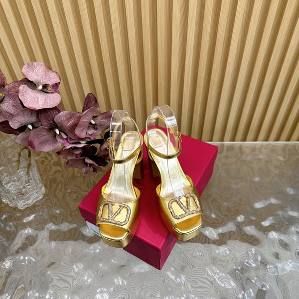 VT High Heels Sandals 110mm Gold Calfskin 286485