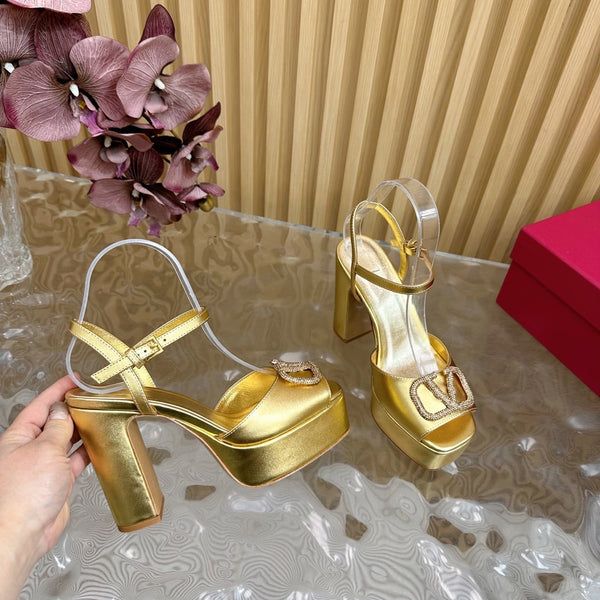 VT High Heels Sandals 110mm Gold Calfskin 286485