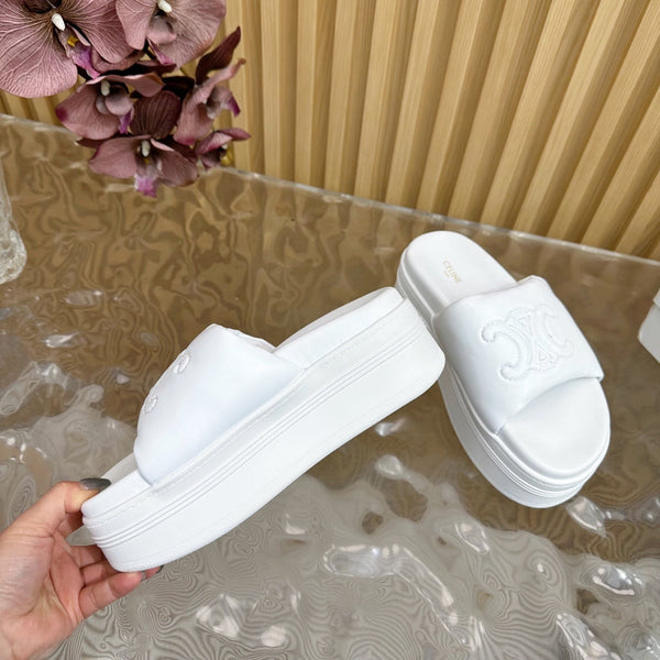 CELINE 25 Sline Sandal White Sheepskin 285911