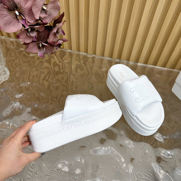 CELINE 25 Sline Sandal White Sheepskin 285911