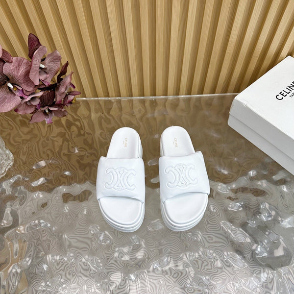 CELINE 25 Sline Sandal White Sheepskin 285911