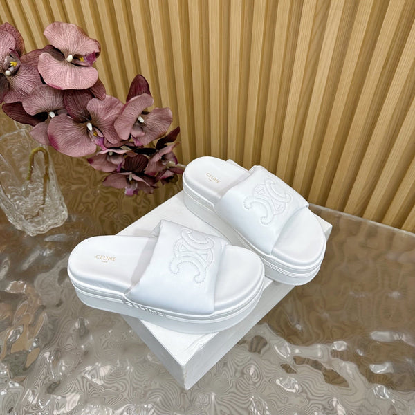 CELINE 25 Sline Sandal White Sheepskin 285911