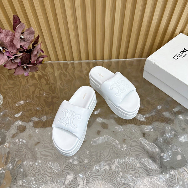 CELINE 25 Sline Sandal White Sheepskin 285911