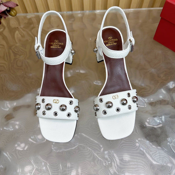 VT 25 Rivet Steel Beads Slingback White Lambskin 325204