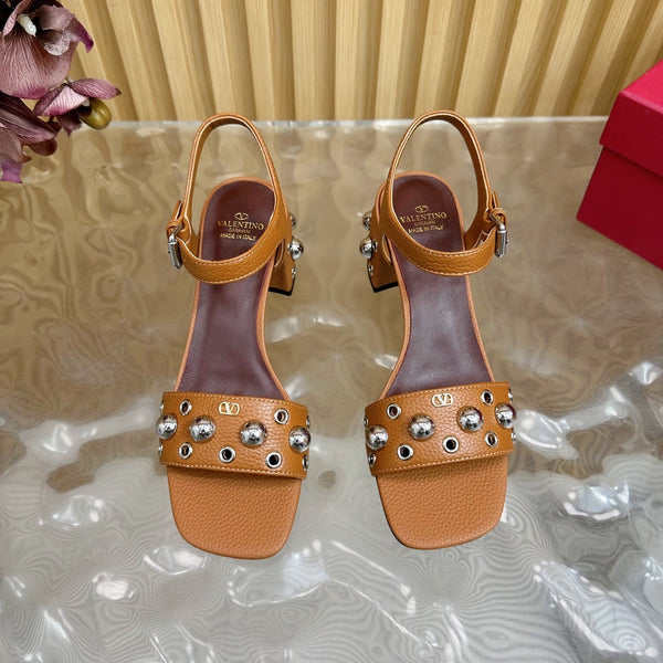 VT 25 Rivet Steel Beads Slingback Brown Lambskin 325206