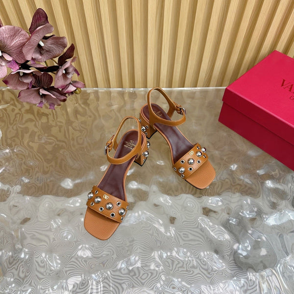 VT 25 Rivet Steel Beads Slingback Brown Lambskin 325206