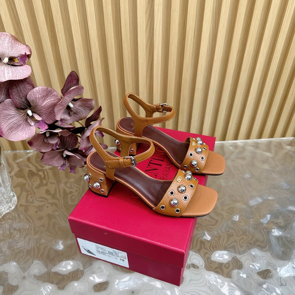 VT 25 Rivet Steel Beads Slingback Brown Lambskin 325206