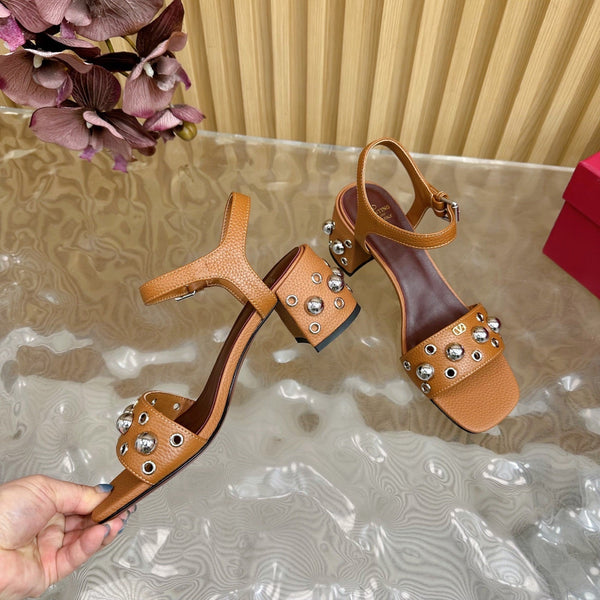 VT 25 Rivet Steel Beads Slingback Brown Lambskin 325206