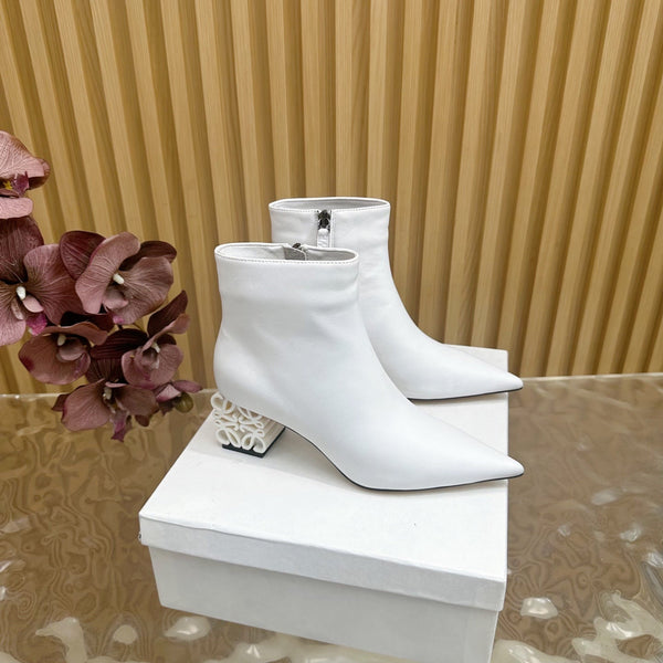 Loewe Anagram Ankle Boots 60mm White Cowhide 437034