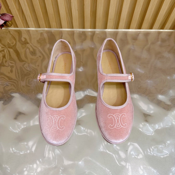 CL 26s Mary Jane Flats In Pink Velvet