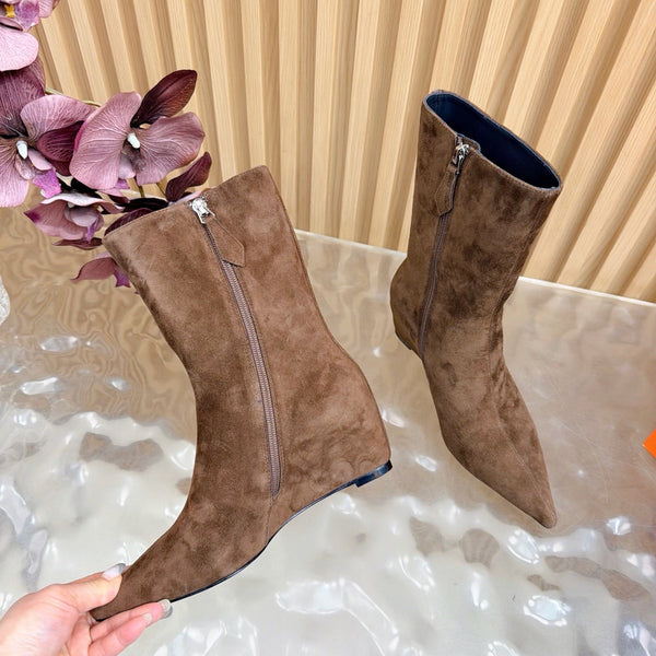 HM Leonie Ankle Boots 7cm Dark Brown Suede 589199
