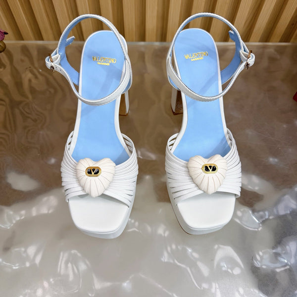 Sandale Valentino Royal 11,5cm en cuir blanc et bleu 702273