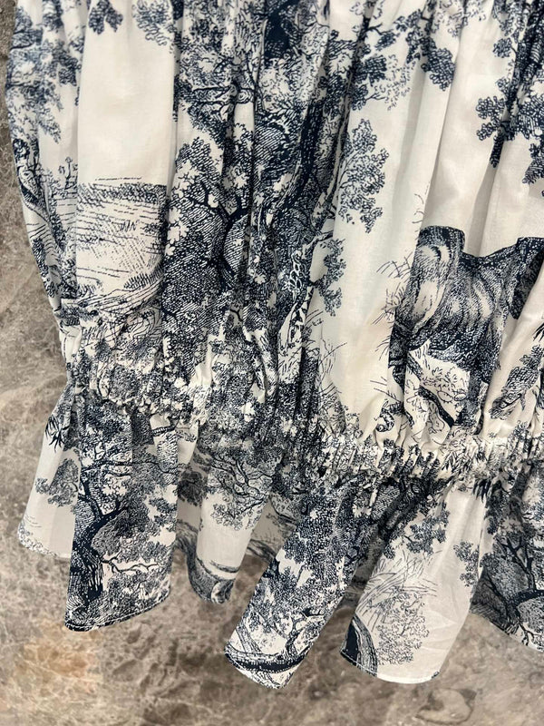 CD 25 Ruched Cami Top Blue mix White Cotton