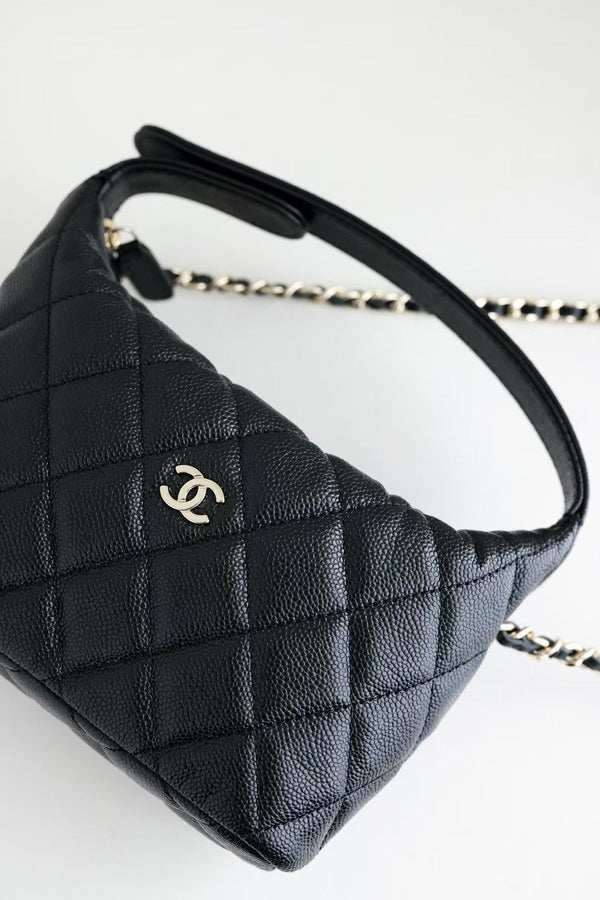 CC 25C Hobo Bag Black Caviar Calfskin Silver Hardware 243623