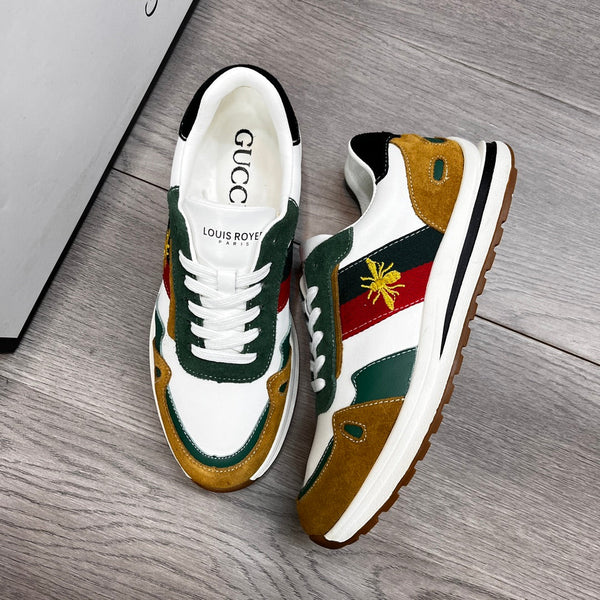 Sneaker GG Ace Bee da uomo in pelle scamosciata multicolore 487718