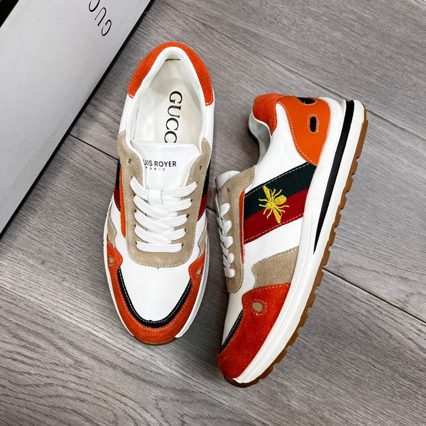 GG Men's Ace Bee Sneaker Multicolor Suede Cowhide 487717