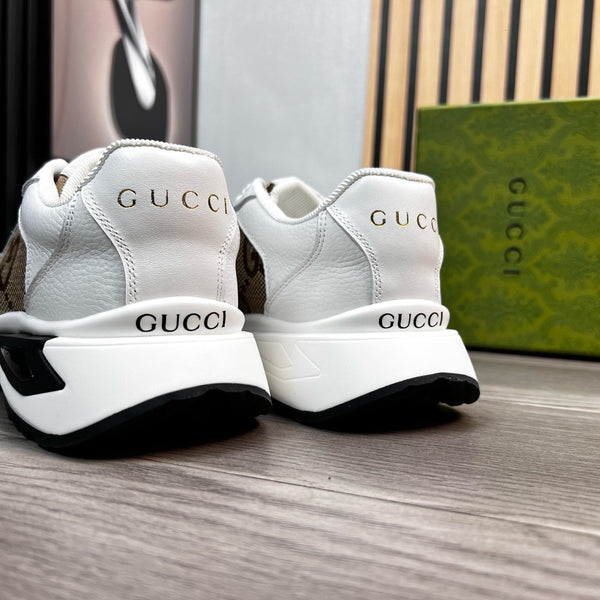 GG Men's Supreme Sneaker White Brown Cowhide 531199
