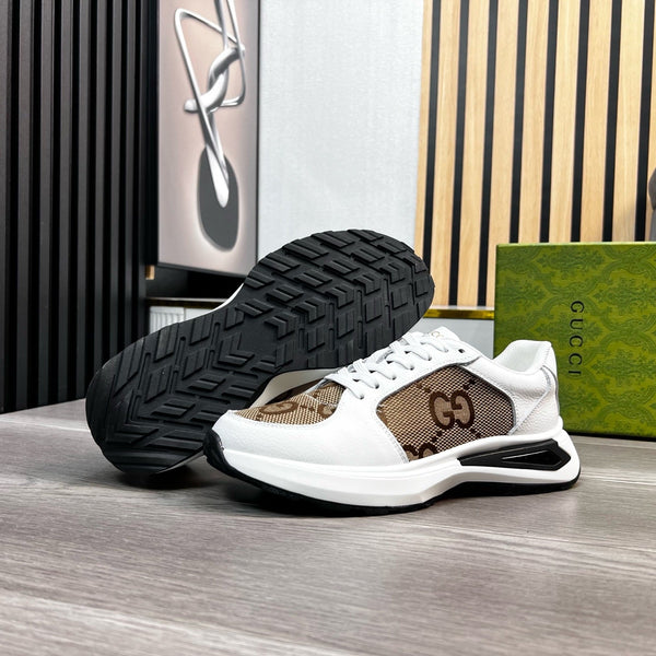 GG Men's Supreme Sneaker White Brown Cowhide 531199