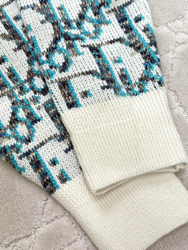 CD 25 Cardigan Cream Blue-green Wool