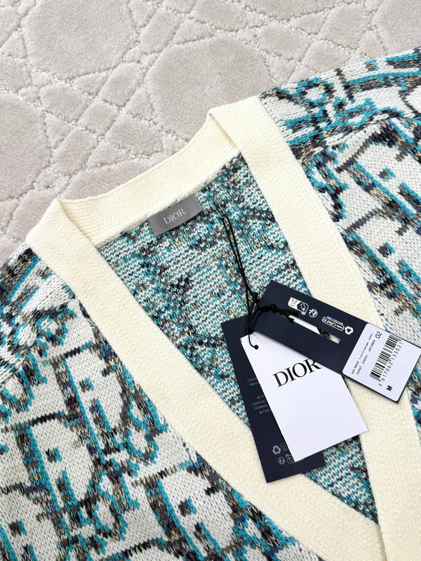 CD 25 Cardigan Cream Blue-green Wool