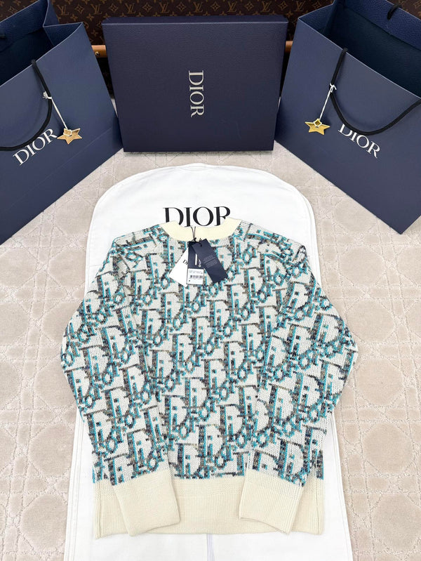 CD 25 Cardigan Cream Blue-green Wool