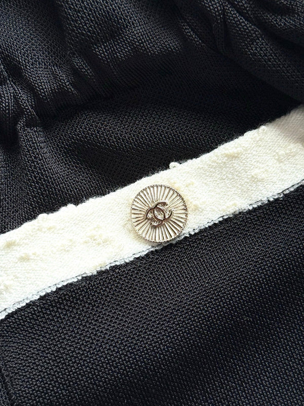 CC 25 Cardigan col V Noir Laine