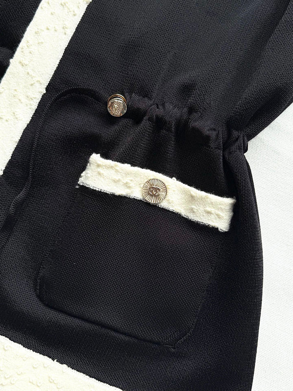 CC 25 Cardigan col V Noir Laine