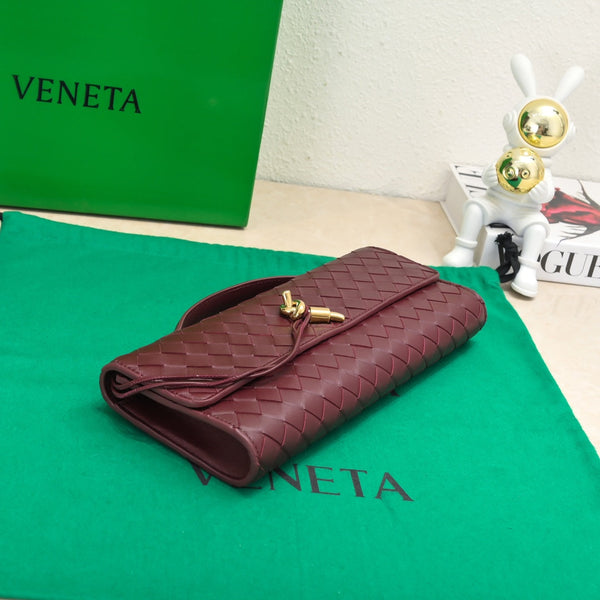 BBV Long Clutch Andiamo With Handle 31cm Burgundy Calfskin Ghw