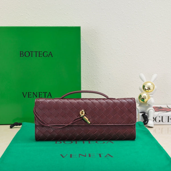BBV Long Clutch Andiamo With Handle 31cm Burgundy Calfskin Ghw