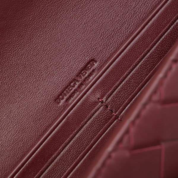 BBV Long Clutch Andiamo With Handle 31cm Burgundy Calfskin Ghw