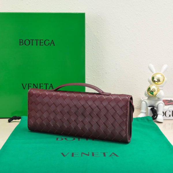BBV Long Clutch Andiamo With Handle 31cm Burgundy Calfskin Ghw