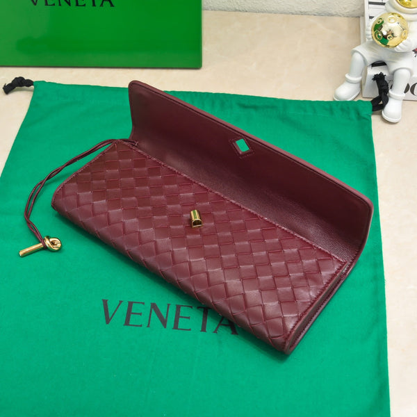 BBV Long Clutch Andiamo With Handle 31cm Burgundy Calfskin Ghw