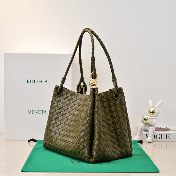 BV 26s Parachute Bag Olive Intrecciato Leather 291411